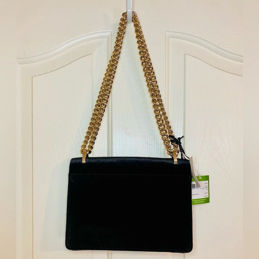 NEW! Kate Spade Cameron St Floral Embellish Marci Black Velvet Bag